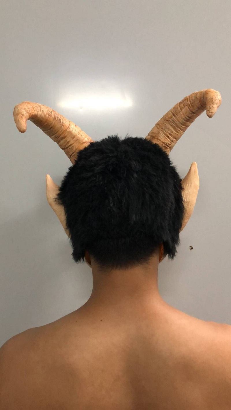 Scary Mask Demon Devil Lucifer Horn Halloween Cosplay Festival Party Props