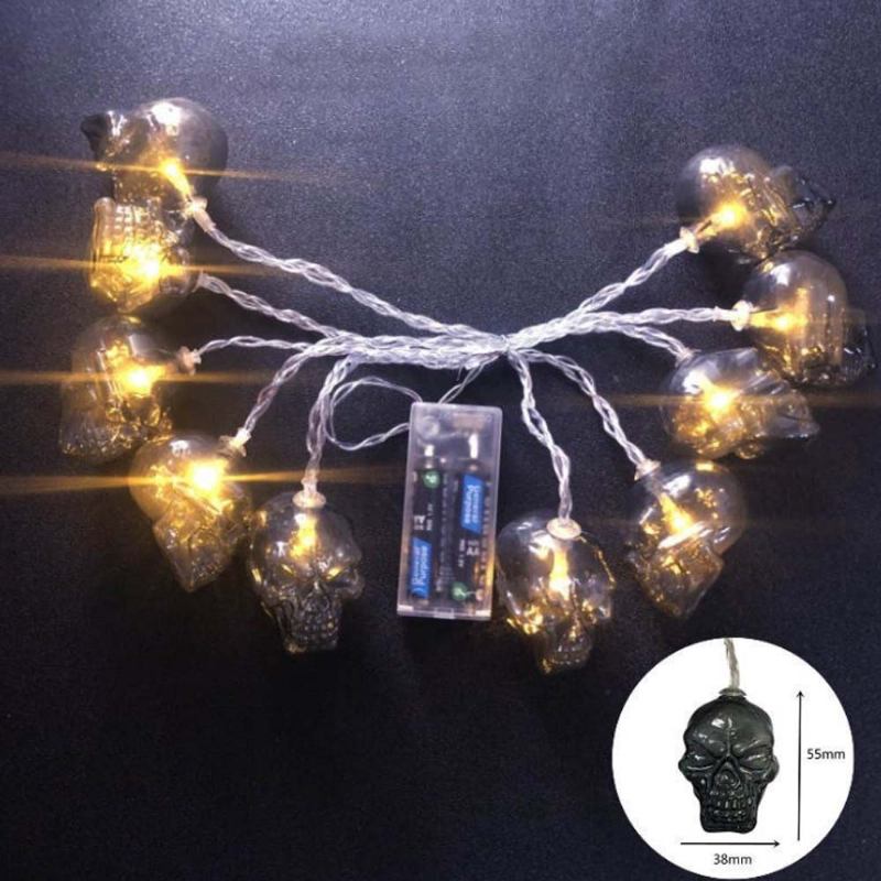 Skeleton Ghost Led String Light Series For Halloween’s Day Decoration Pumpkin Lights Skull Halloween Lighting Chains Spirit Festival Colorful