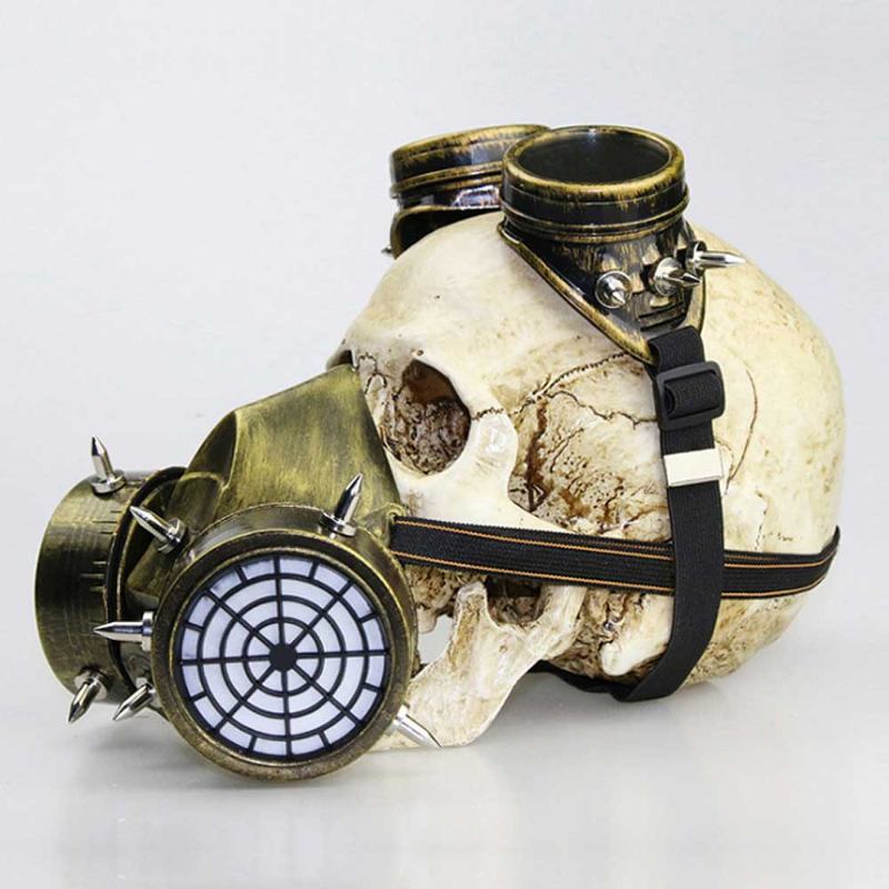 Steampunk Gas Mask Rivet Goggles Resin Skeleton Warrior Death Masquerade Cosplay Αξεσουάρ Για Δώρο Αποκριάτικου Πάρτι