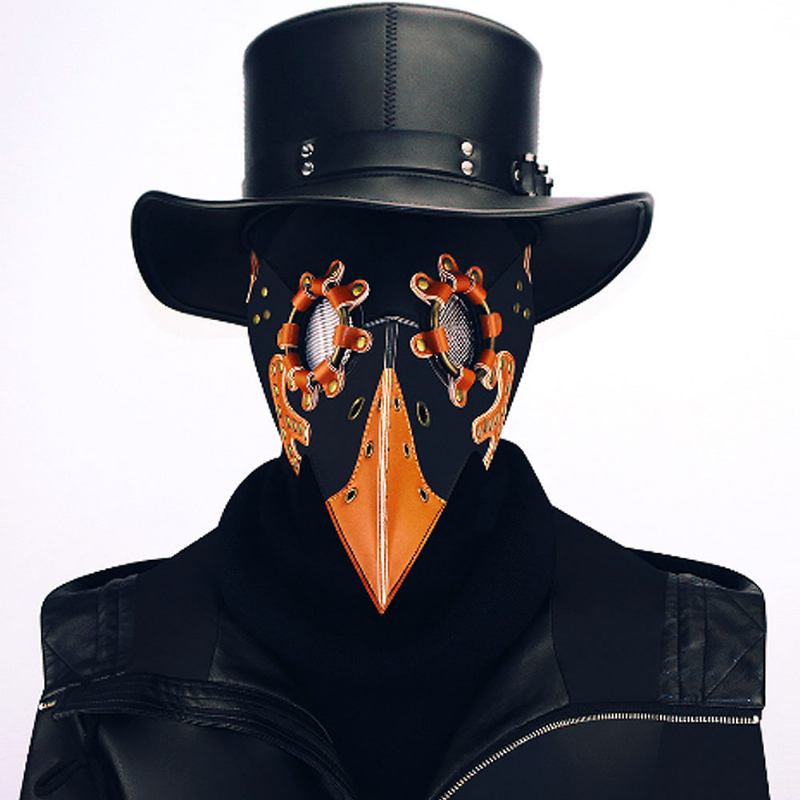 Steampunk Plague Doctor Bird Mask Long Nose Beak Pu Leather For Cosplay Halloween Christmas Costume Props