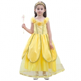Τρισδιάστατο Λουλούδι Φόρεμα Πριγκίπισσας Κομψή Φούστα Φούσκα Για Κορίτσι Παιδική Από Καθαρό Βαμβάκι Ημέρα Του Χάλογουιν