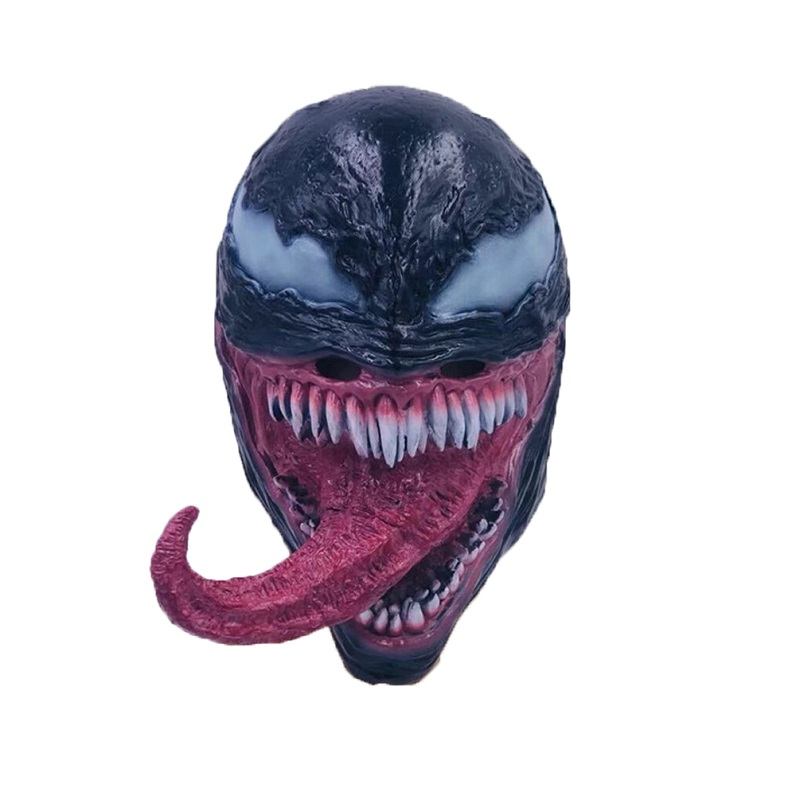 Universe Deluxe Venom Spiderman Latex Mask Αποκριάτικη Στολή Ταινία Cosplay Μαύρο