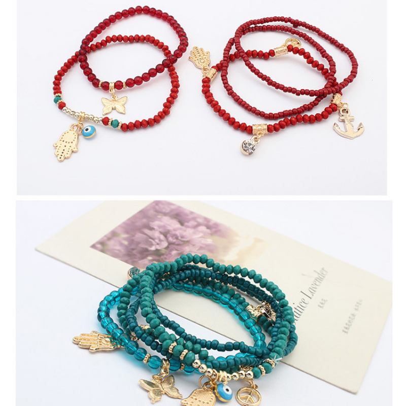 Bohemian Fashion Rice Beads Beaded Multilayer Ελαστικό Βραχιόλι Προσωπικότητα Buddha Heart Ethnic