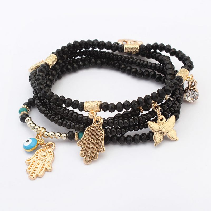 Bohemian Fashion Rice Beads Beaded Multilayer Ελαστικό Βραχιόλι Προσωπικότητα Buddha Heart Ethnic