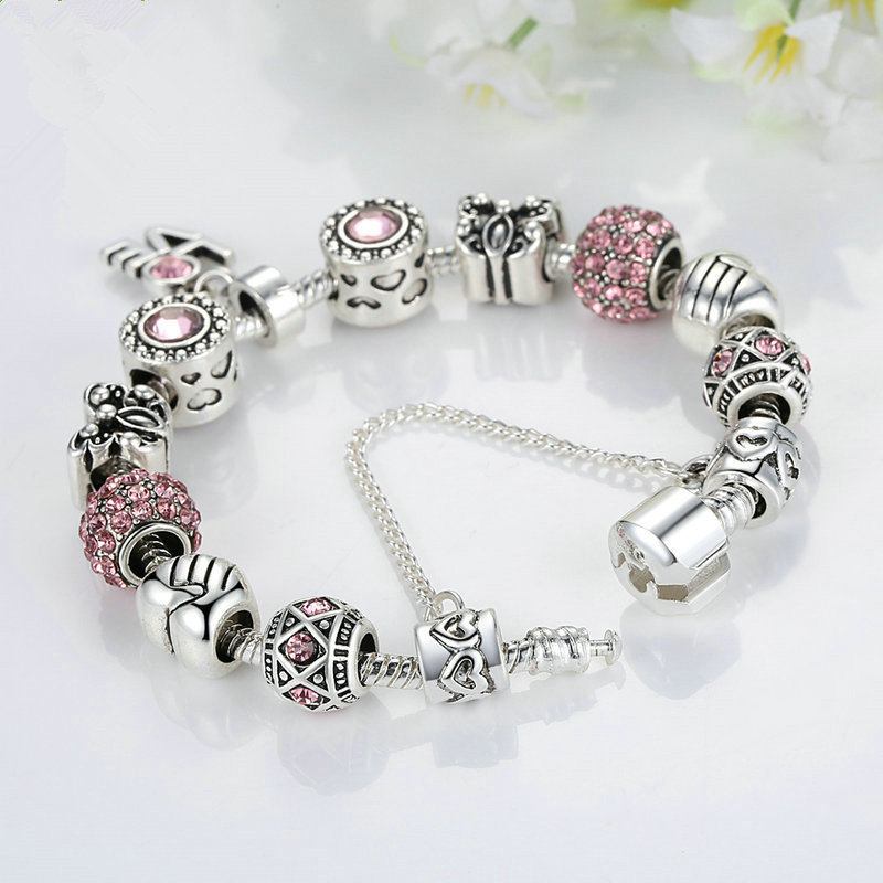 Βραχιόλι Silver Crown Love Charm Για Γυναικεία Κρυστάλλινα Γυάλινες Χάντρες Βραχιόλια Αξεσουάρ Κοσμημάτων Diy