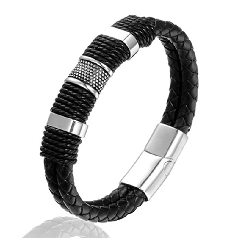 Βραχιόλι Titanium Steel With Personality Stainless Bracelet Δερμάτινο Σχοινί Ανδρικό