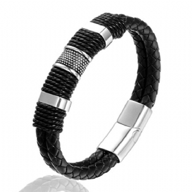 Βραχιόλι Titanium Steel With Personality Stainless Bracelet Δερμάτινο Σχοινί Ανδρικό