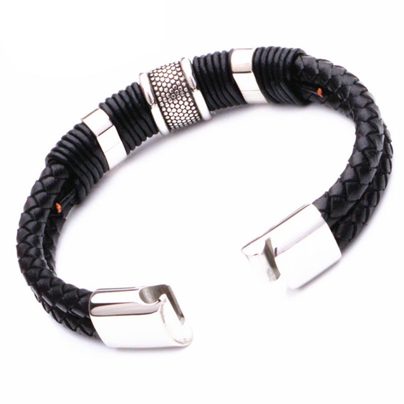 Βραχιόλι Titanium Steel With Personality Stainless Bracelet Δερμάτινο Σχοινί Ανδρικό