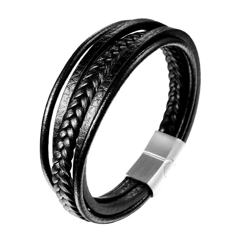 Βραχιόλι Titanium Steel With Personality Stainless Bracelet Δερμάτινο Σχοινί Ανδρικό