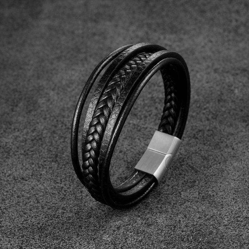 Βραχιόλι Titanium Steel With Personality Stainless Bracelet Δερμάτινο Σχοινί Ανδρικό