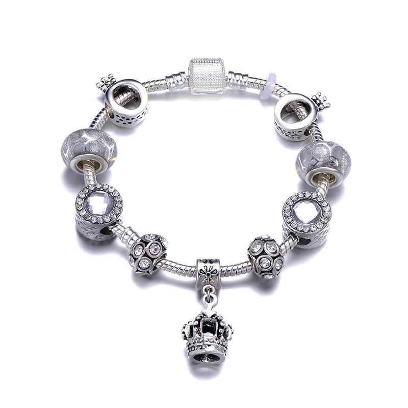 Fantasy Purple Silver Pandora Bracelet Trend Retro Element Diy Gem Χειροποίητο Βραχιόλι