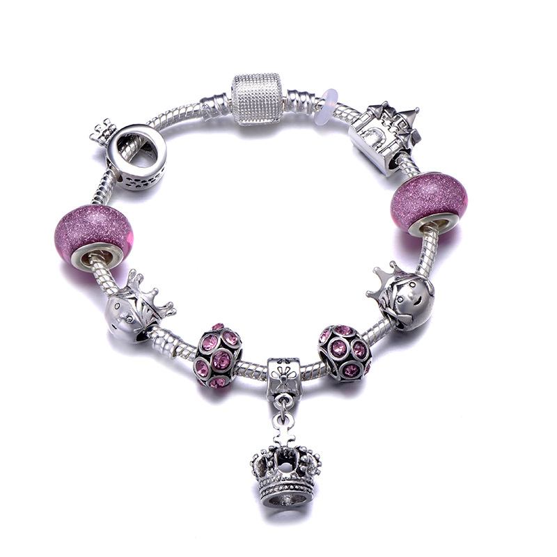 Fantasy Purple Silver Pandora Bracelet Trend Retro Element Diy Gem Χειροποίητο Βραχιόλι