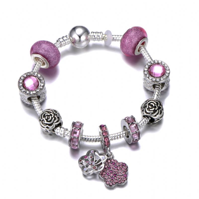 Fantasy Purple Silver Pandora Bracelet Trend Retro Element Diy Gem Χειροποίητο Βραχιόλι