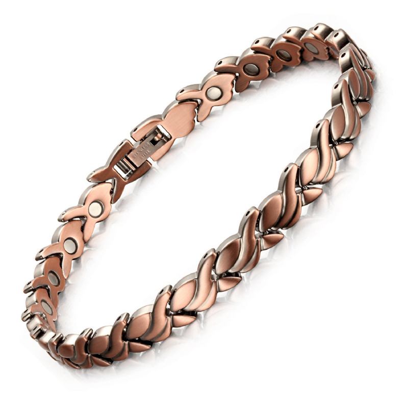 Κόκκινο Χάλκινο Βραχιόλι Pure Copper 3500 Gauss Strong Magnetic Bracelet Μικρό Χρυσόψαρο Μόδας Ψαροκόκαλο Για Γυναίκες