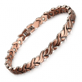 Κόκκινο Χάλκινο Βραχιόλι Pure Copper 3500 Gauss Strong Magnetic Bracelet Μικρό Χρυσόψαρο Μόδας Ψαροκόκαλο Για Γυναίκες