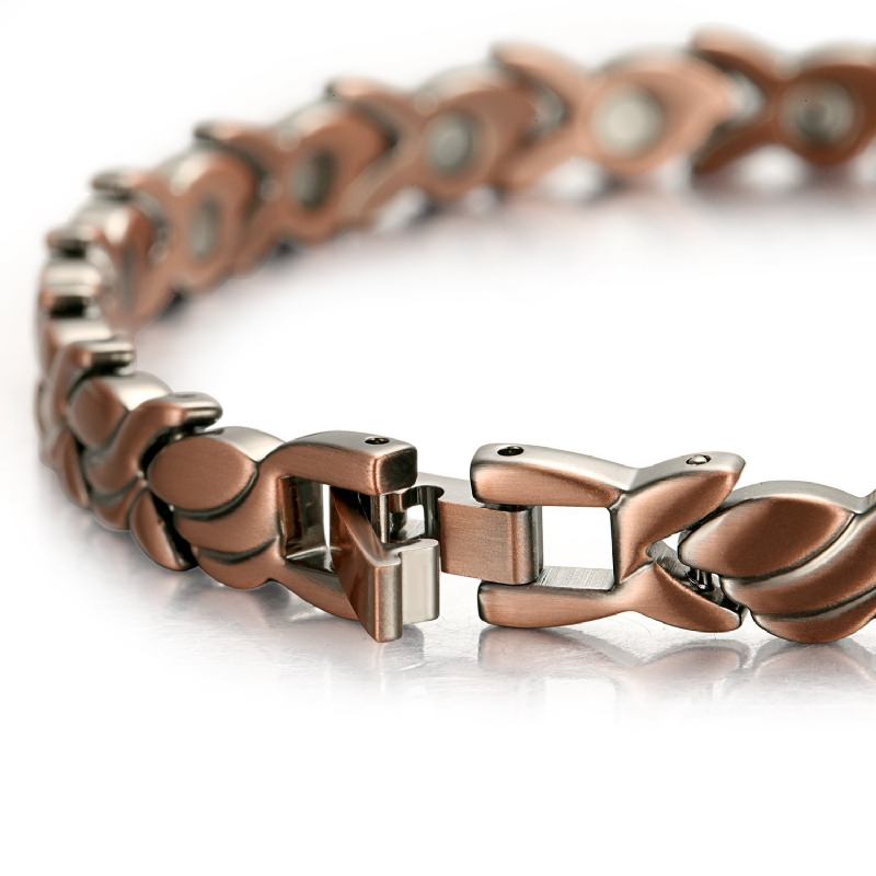 Κόκκινο Χάλκινο Βραχιόλι Pure Copper 3500 Gauss Strong Magnetic Bracelet Μικρό Χρυσόψαρο Μόδας Ψαροκόκαλο Για Γυναίκες