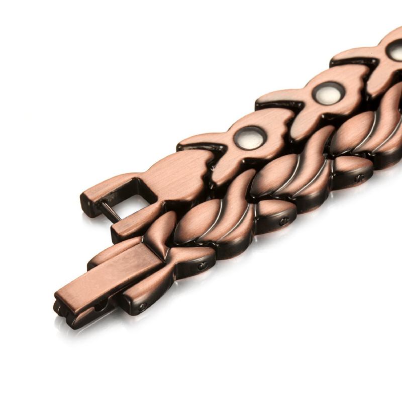 Κόκκινο Χάλκινο Βραχιόλι Pure Copper 3500 Gauss Strong Magnetic Bracelet Μικρό Χρυσόψαρο Μόδας Ψαροκόκαλο Για Γυναίκες