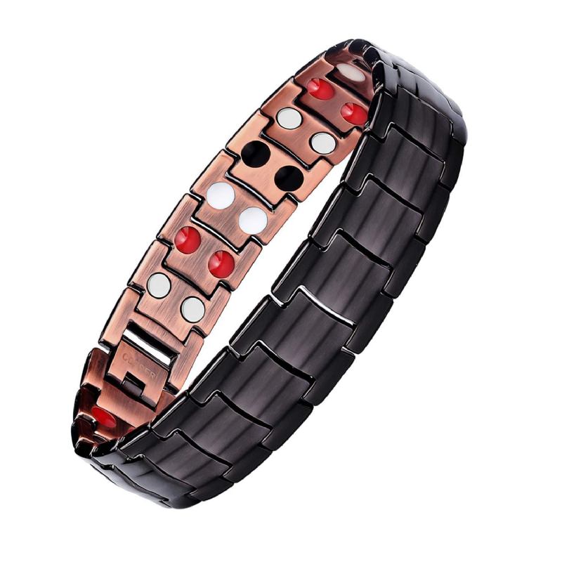 Κόκκινο Χάλκινο Βραχιόλι Pure Magnetic Germanium Μαγνητικό Negative Ion Retro Fashion Bracelet Για Άνδρες