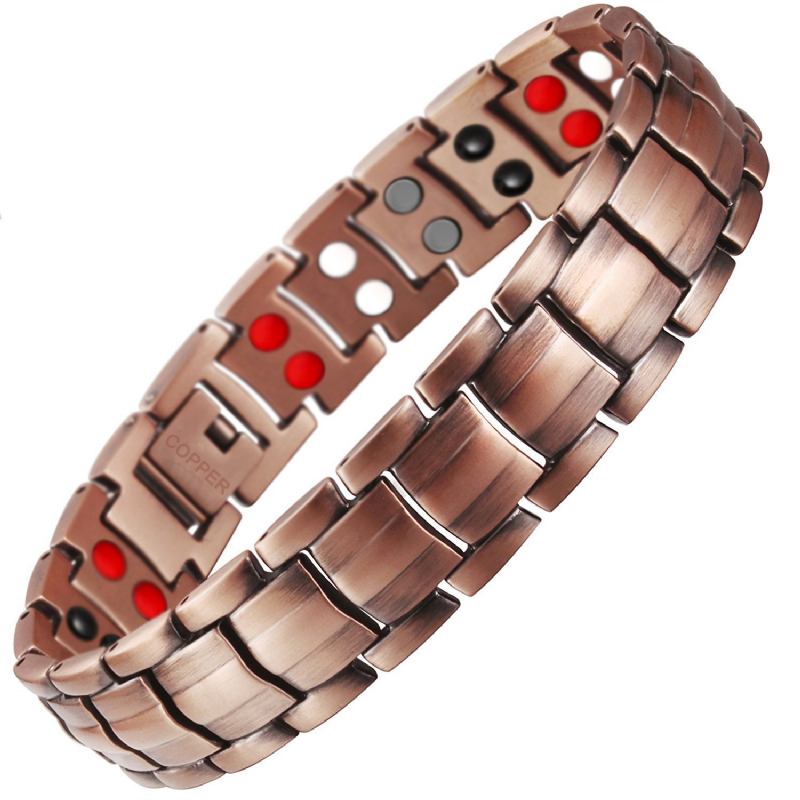 Κόκκινο Χάλκινο Βραχιόλι Pure Magnetic Germanium Μαγνητικό Negative Ion Retro Fashion Bracelet Για Άνδρες