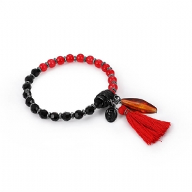 Μοναδικό Γυναικείο Βραχιόλι Με Κόκκινες Χάντρες Love Charm Από Φυσική Πέτρα Με Φούντα Κοσμήματα Για Γυναίκες