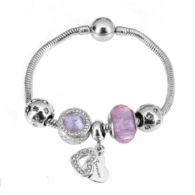 Ocean Heart Opal Beaded Bracelet Pan's Pink Love Color Μενταγιόν Αξεσουάρ Βραχιόλι Γυναικεία Κοσμήματα Diy