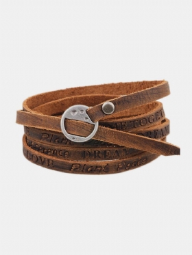Πανκ Pu Δερμάτινο Ancient Wristband Simple Word Love Πολυστρωματικό Βραχιόλι Για Άνδρες Δώρο