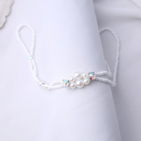 Summer Fresh Pearl Diamond Crystal Beaded Anklet Beach Simple Sexy Toe Chain