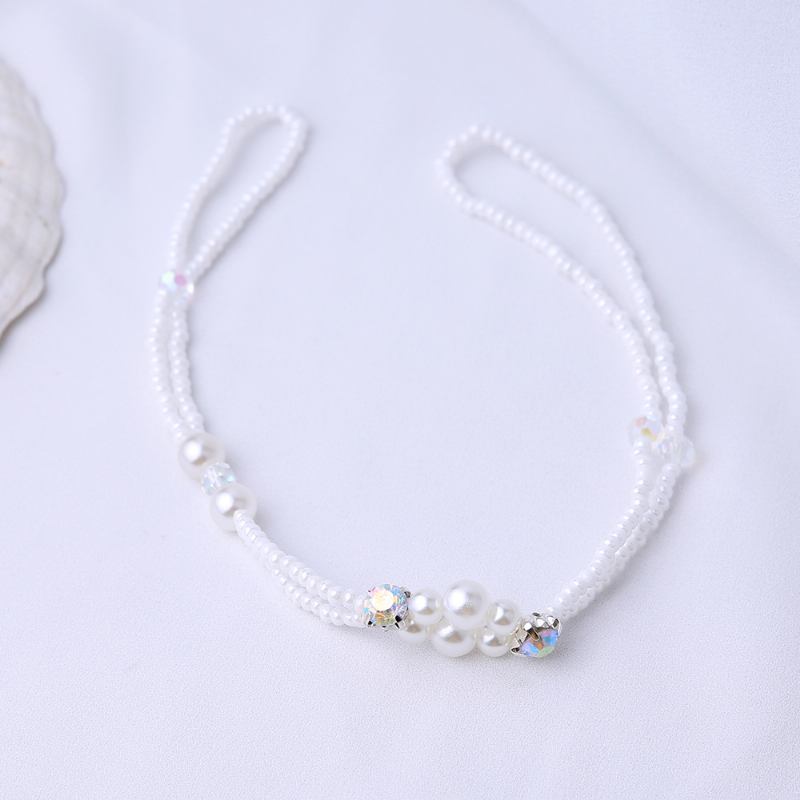 Summer Fresh Pearl Diamond Crystal Beaded Anklet Beach Simple Sexy Toe Chain