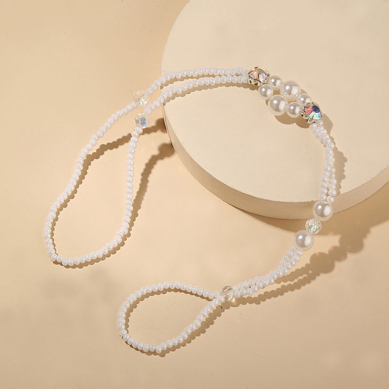 Summer Fresh Pearl Diamond Crystal Beaded Anklet Beach Simple Sexy Toe Chain