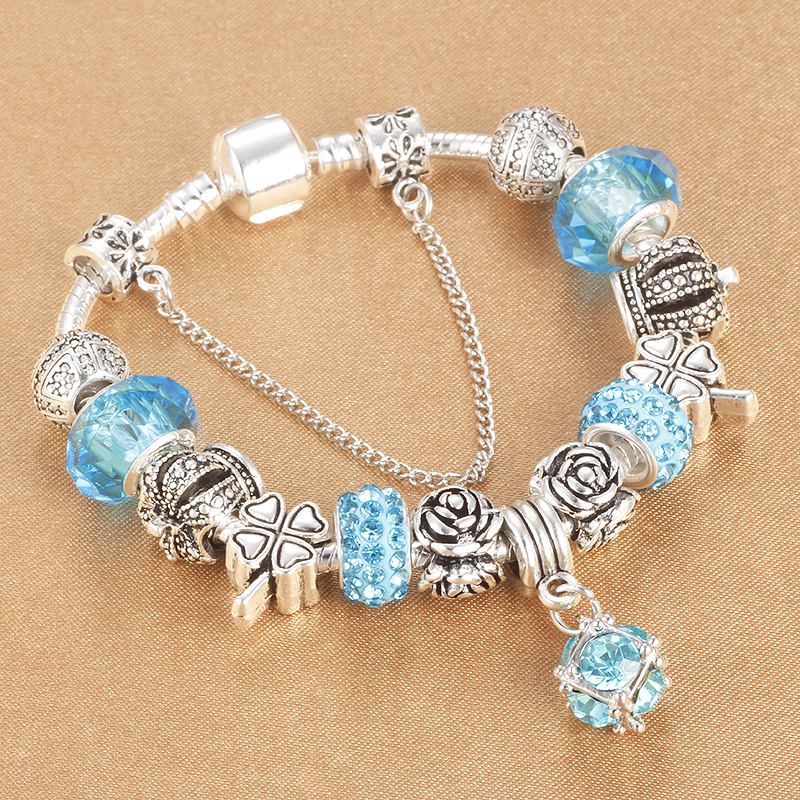 Sweet Design Style Diy Crown Crystal Beaded Bracelet Water Drop Κρεμαστό Βραχιόλι Για Κορίτσια