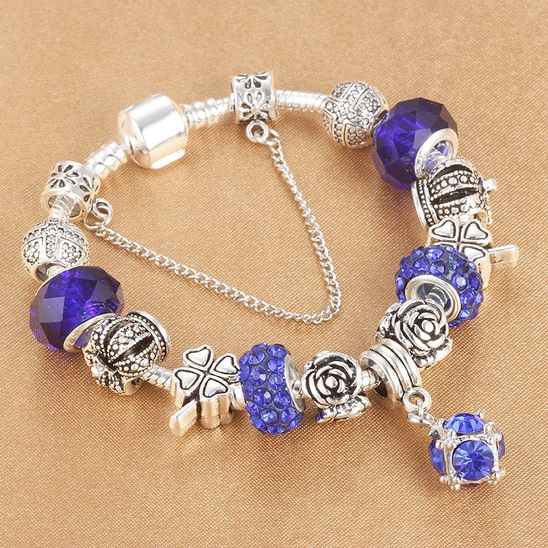 Sweet Design Style Diy Crown Crystal Beaded Bracelet Water Drop Κρεμαστό Βραχιόλι Για Κορίτσια