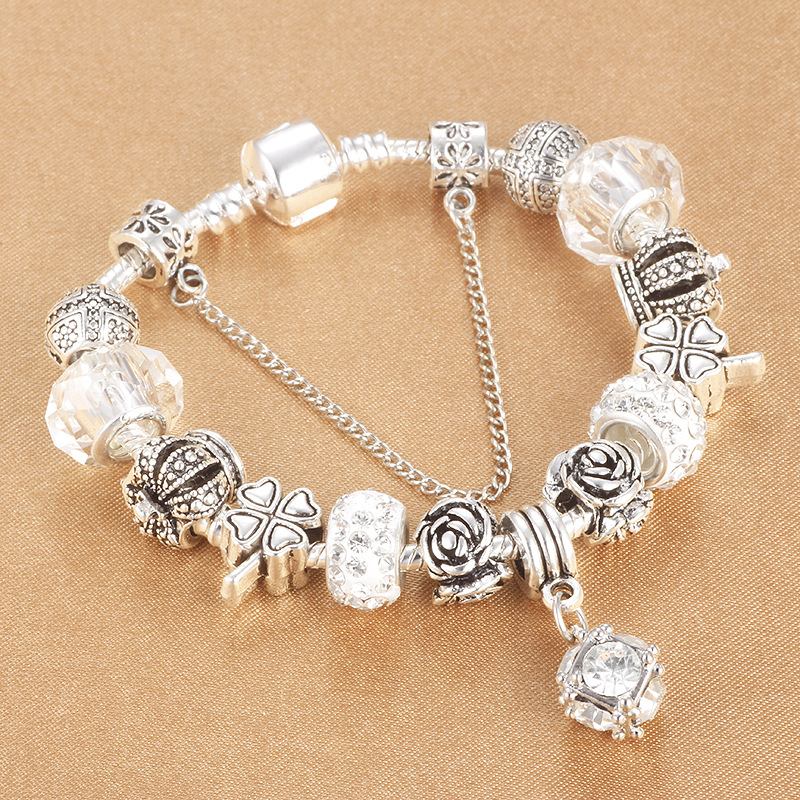 Sweet Design Style Diy Crown Crystal Beaded Bracelet Water Drop Κρεμαστό Βραχιόλι Για Κορίτσια