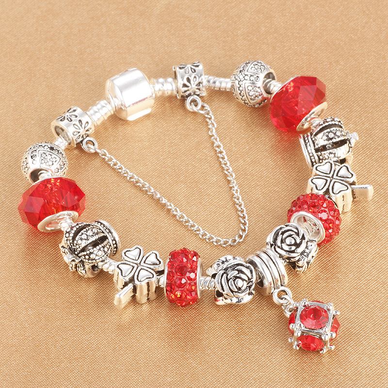 Sweet Design Style Diy Crown Crystal Beaded Bracelet Water Drop Κρεμαστό Βραχιόλι Για Κορίτσια