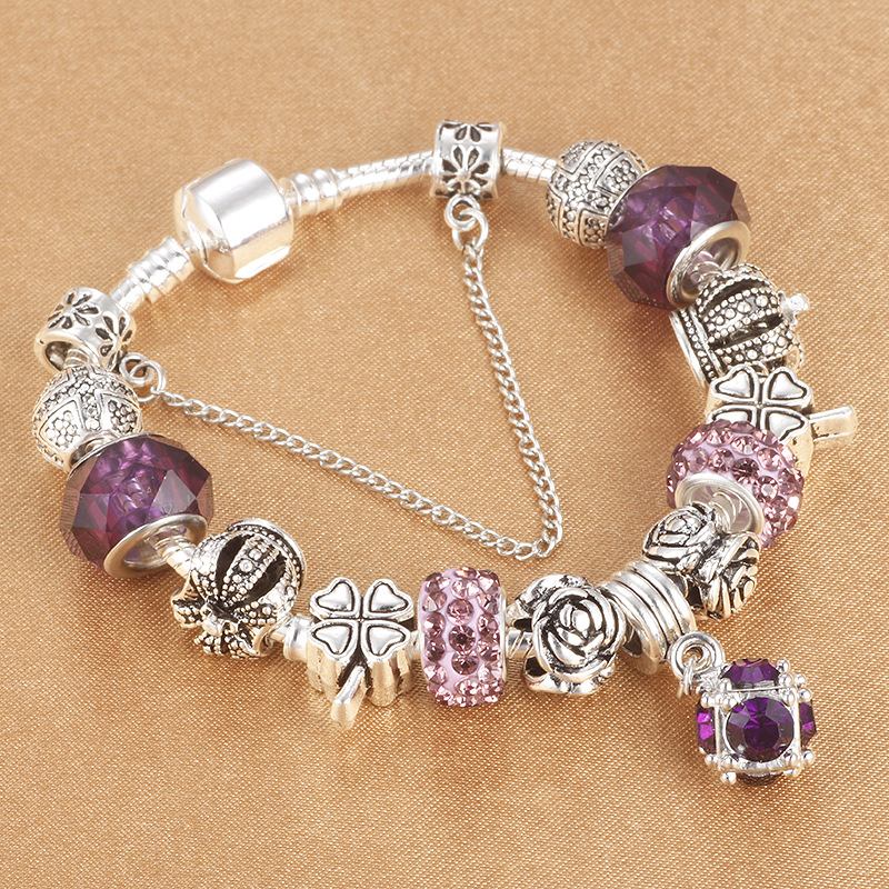 Sweet Design Style Diy Crown Crystal Beaded Bracelet Water Drop Κρεμαστό Βραχιόλι Για Κορίτσια