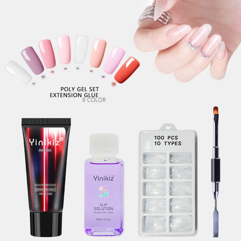 13ml Ακρυλικό Σετ Τζελ Extend Fast Uv Builder Gel Slip Solution Nail Form Art Brush