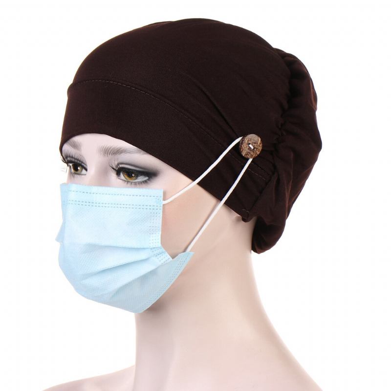 Beanie Cap Multicolor Chemotherapy Cap Button Mountable Ears Anti-leging