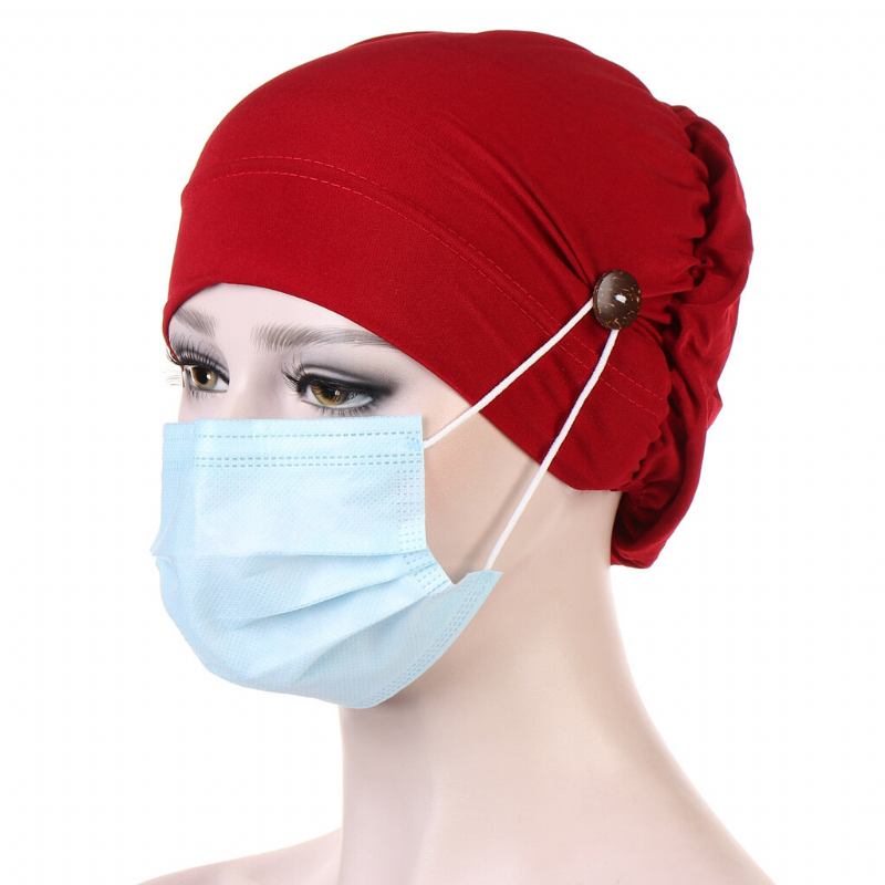 Beanie Cap Multicolor Chemotherapy Cap Button Mountable Ears Anti-leging