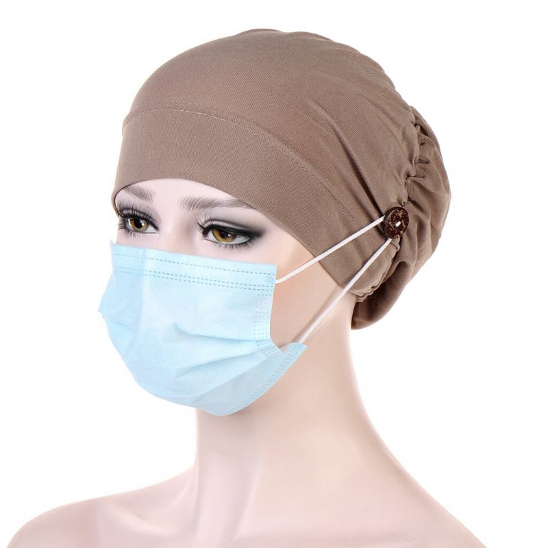 Beanie Cap Multicolor Chemotherapy Cap Button Mountable Ears Anti-leging