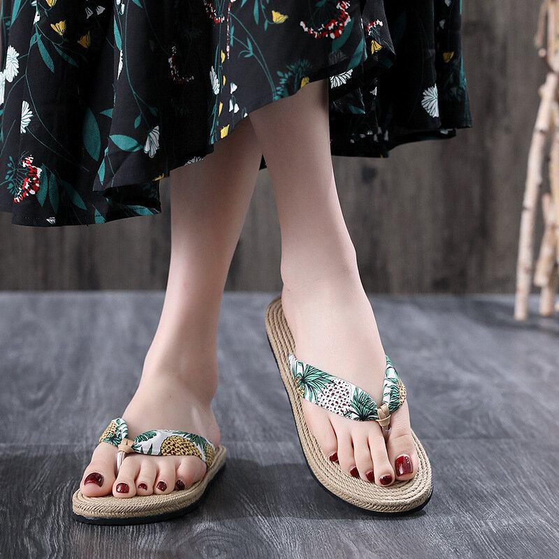 Γυναικεία Clip Toe Floral Σόλες Μασάζ Παντόφλες Beach Flats