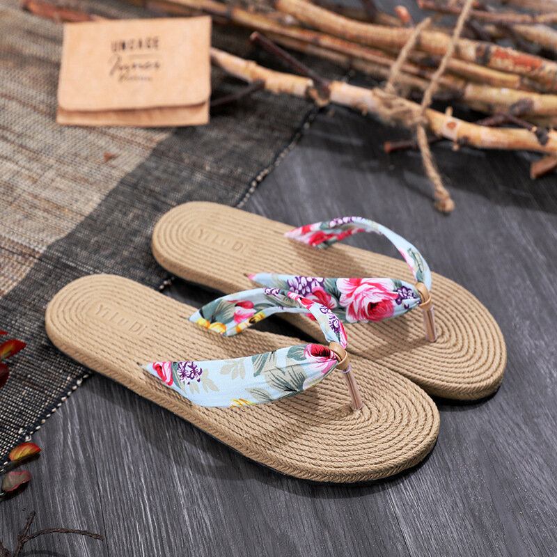 Γυναικεία Clip Toe Floral Σόλες Μασάζ Παντόφλες Beach Flats