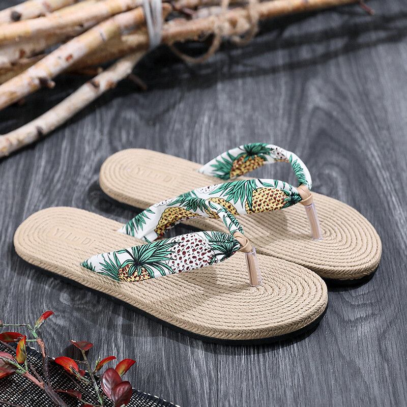 Γυναικεία Clip Toe Floral Σόλες Μασάζ Παντόφλες Beach Flats