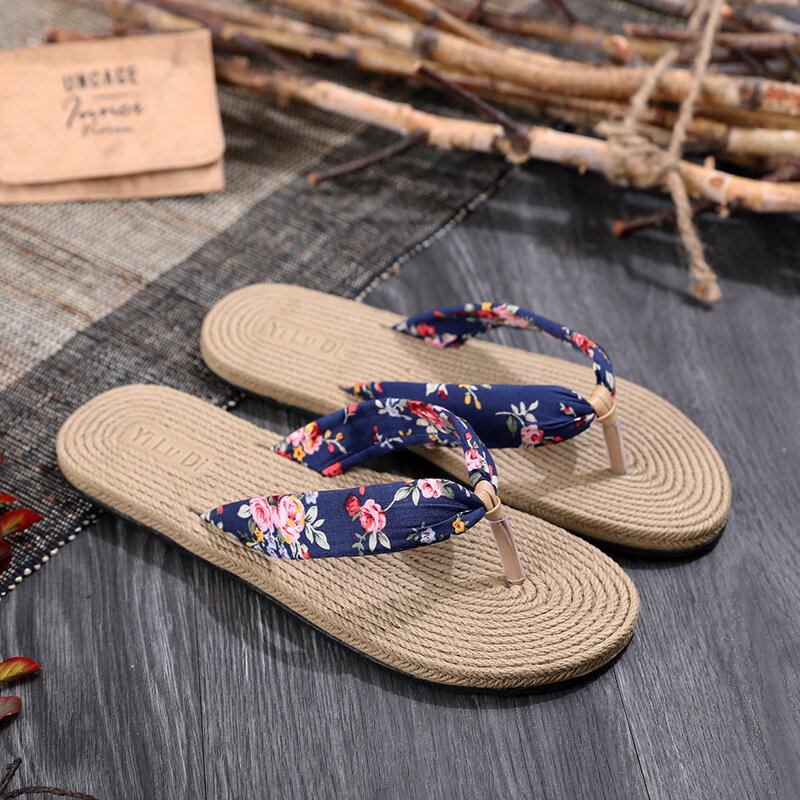 Γυναικεία Clip Toe Floral Σόλες Μασάζ Παντόφλες Beach Flats