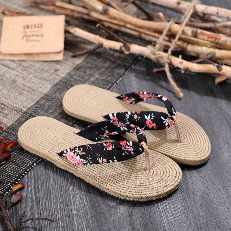 Γυναικεία Clip Toe Floral Σόλες Μασάζ Παντόφλες Beach Flats