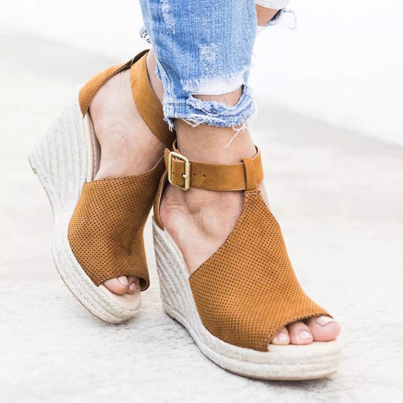 Γυναικεία Πόρπη Με Λουράκι Πλατφόρμα Comfy Wedges Casual Espadrilles Σανδάλια