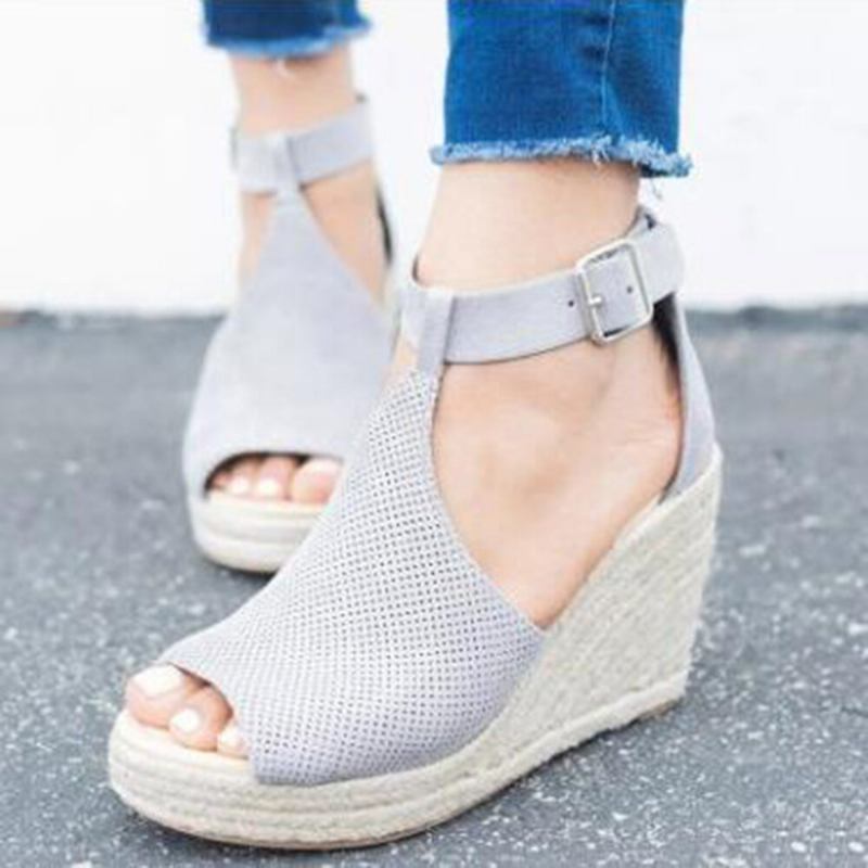 Γυναικεία Πόρπη Με Λουράκι Πλατφόρμα Comfy Wedges Casual Espadrilles Σανδάλια