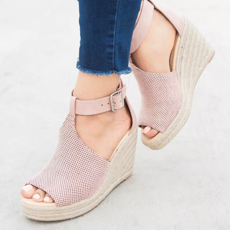 Γυναικεία Πόρπη Με Λουράκι Πλατφόρμα Comfy Wedges Casual Espadrilles Σανδάλια