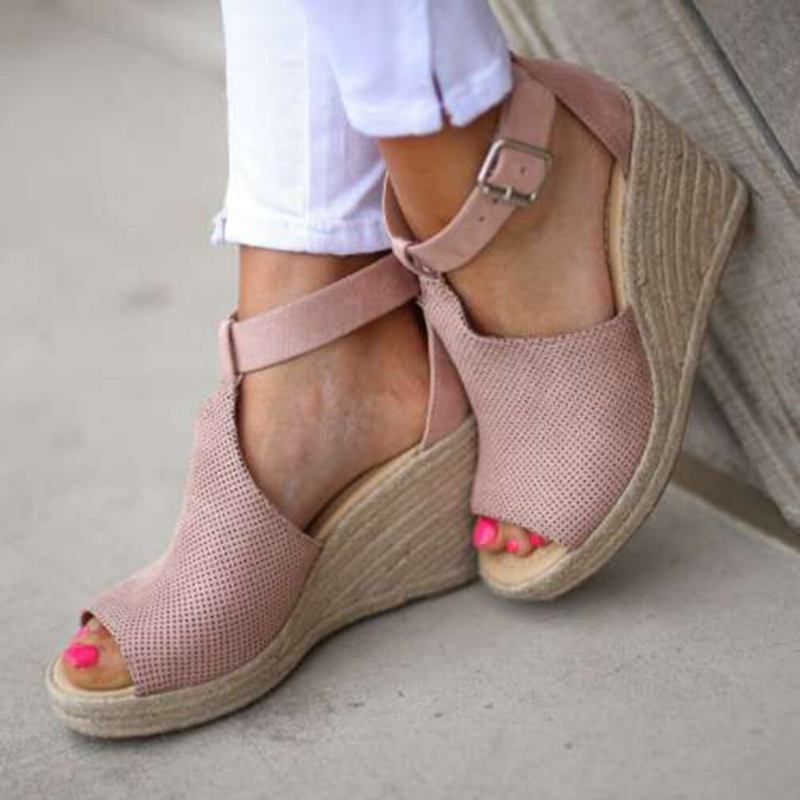 Γυναικεία Πόρπη Με Λουράκι Πλατφόρμα Comfy Wedges Casual Espadrilles Σανδάλια