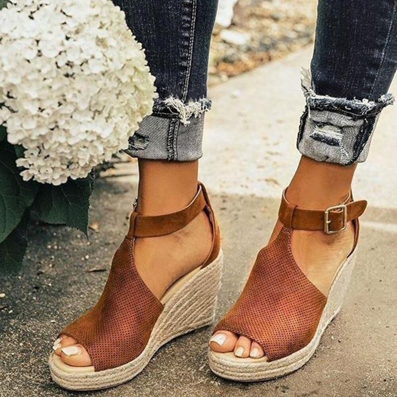 Γυναικεία Πόρπη Με Λουράκι Πλατφόρμα Comfy Wedges Casual Espadrilles Σανδάλια