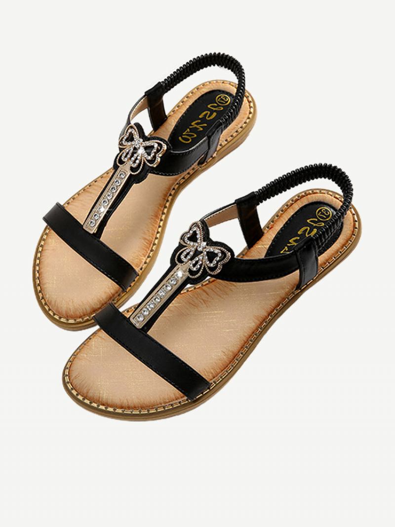 Γυναικεία Στρας Bowknot Elastic Band Slip On Flat Sandals