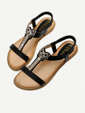 Γυναικεία Στρας Bowknot Elastic Band Slip On Flat Sandals